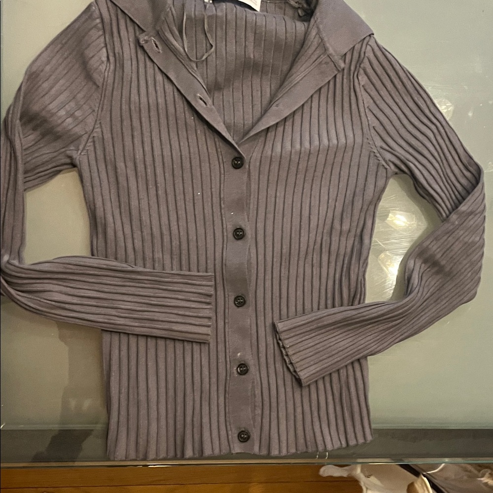 Zara Ribbed Charcoal Cardigan